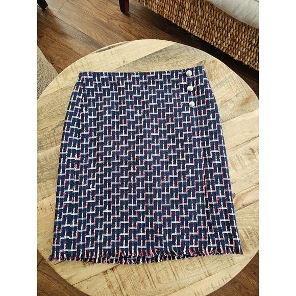 Talbots Petites Tweed Pencil Skirt Women's Size 6P Coastal Nautical Preppy - Picture 1 of 9